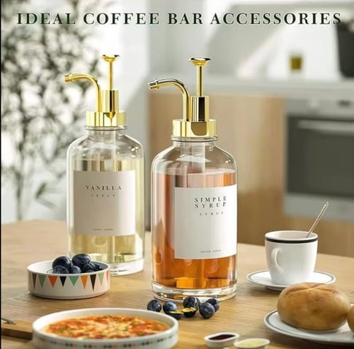 Elegant Glass Coffee Syrup Dispensers – Set of 2